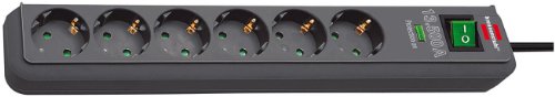 Brennenstuhl Eco-Line, 6-way power strip with surge protection (power strip with switch and 5m cable) anthracite - EDV-Guru (Guru e.U.)