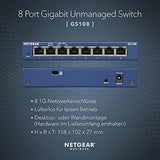 NETGEAR GS108GE LAN 交换机 8 端口网络交换机（即插即用千兆位交换机 LAN 分配器、LAN 分配器、以太网集线器、无风扇金属外壳、ProSAFE 终身保修） - EDV-Guru (Guru e.U.)