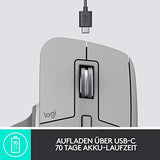 Logitech MX Master 3 kablosuz fare, USB alıcısı aracılığıyla Bluetooth ve 2,4 GHz bağlantı, 4000 DPI sensör, ultra hızlı kaydırma, tüm yüzeyler için, 7 düğme, PC/Mac/iPadOS - açık gri - EDV-Guru (Guru e.U.)