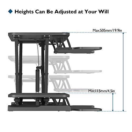 BONTEC Steh-Sitz Schreibtisch Steharbeitsplatz Stehpult Standtisch Ergonomische Höhenverstellbar für PC-Computerbildschirm, Laptop | 80x40cm Plattform mit Tastaturablage, 15 kg Kapazität - EDV-Guru (Guru e.U.)