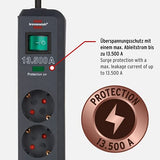 Brennenstuhl Eco-Line, 6-way power strip with surge protection (power strip with switch and 5m cable) anthracite - EDV-Guru (Guru e.U.)