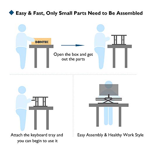 BONTEC Steh-Sitz Schreibtisch Steharbeitsplatz Stehpult Standtisch Ergonomische Höhenverstellbar für PC-Computerbildschirm, Laptop | 80x40cm Plattform mit Tastaturablage, 15 kg Kapazität - EDV-Guru (Guru e.U.)