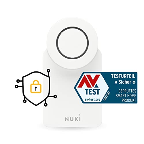 Nuki Smart Lock 3.0, slim deurslot voor sleutelloze toegang zonder ombouw, achteraf te monteren elektronisch deurslot, AV-TEST gecertificeerd, wit - EDV-Guru (Guru e.U.)