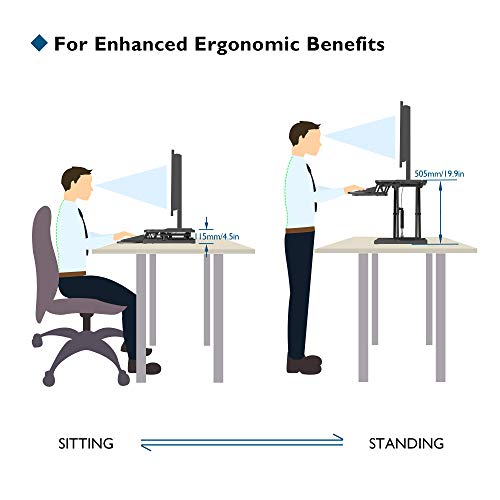 BONTEC Steh-Sitz Schreibtisch Steharbeitsplatz Stehpult Standtisch Ergonomische Höhenverstellbar für PC-Computerbildschirm, Laptop | 80x40cm Plattform mit Tastaturablage, 15 kg Kapazität - EDV-Guru (Guru e.U.)