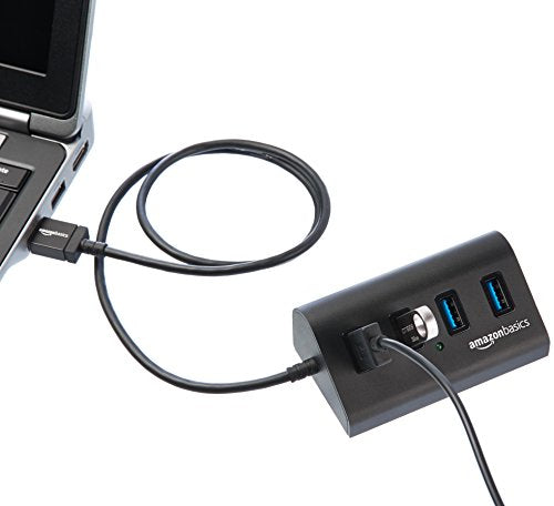 Amazon Basics – USB hub, USB 3.1 Type A, 4pin hub, hliník, černý – EDV-Guru (Guru e.U.)