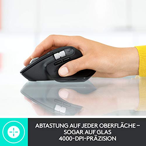 Logitech MX Master 3 kablosuz fare, USB alıcısı aracılığıyla Bluetooth ve 2,4 GHz bağlantı, 4000 DPI sensör, ultra hızlı kaydırma, tüm yüzeyler için, 7 düğme, PC/Mac/iPadOS - açık gri - EDV-Guru (Guru e.U.)