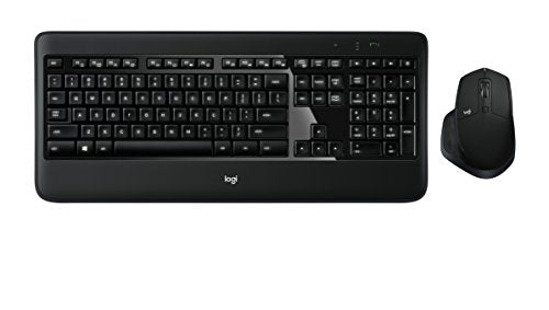 Set mouse-ul tastatură fără fir Logitech MX900 Premium, conexiune la 2,4 GHz prin receptor USB, mouse MX cu funcție de comutare ușoară, taste iluminate din spate, PC/laptop, aspect NL QWERTY - negru - EDV-Guru (Guru e.U.)