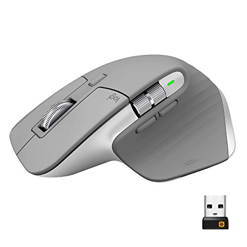 Logitech MX Master 3 kablosuz fare, USB alıcısı aracılığıyla Bluetooth ve 2,4 GHz bağlantı, 4000 DPI sensör, ultra hızlı kaydırma, tüm yüzeyler için, 7 düğme, PC/Mac/iPadOS - açık gri - EDV-Guru (Guru e.U.)