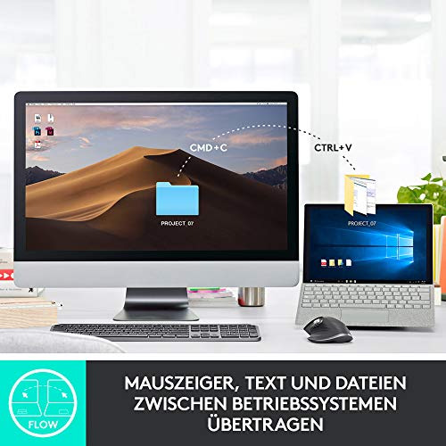 Logitech MX Master 3 kablosuz fare, USB alıcısı aracılığıyla Bluetooth ve 2,4 GHz bağlantı, 4000 DPI sensör, ultra hızlı kaydırma, tüm yüzeyler için, 7 düğme, PC/Mac/iPadOS - açık gri - EDV-Guru (Guru e.U.)