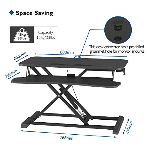 BONTEC Steh-Sitz Schreibtisch Steharbeitsplatz Stehpult Standtisch Ergonomische Höhenverstellbar für PC-Computerbildschirm, Laptop | 80x40cm Plattform mit Tastaturablage, 15 kg Kapazität - EDV-Guru (Guru e.U.)