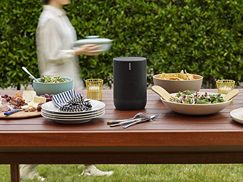 Sonos Move Smart Speaker (waterdichte WiFi- en Bluetooth-luidspreker met Alexa-spraakbediening, Google Assistant en AirPlay 2 - draadloze buitenmuziekdoos met batterij voor muziekstreaming) zwart - EDV-Guru (Guru e.U.)