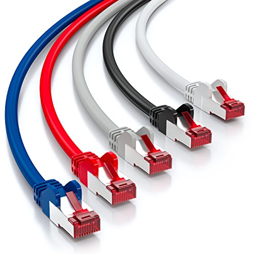 deleyCON 5x 2m CAT6 Yama Kablosu S/FTP PIMF Korumalı CAT-6 RJ45 Ağ Kablosu Ethernet Kablosu LAN DSL Anahtarı Yönlendirici Modem Erişim Noktası Patch Paneller - Çok Renkli - EDV-Guru (Guru e.U.)