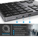 CSL - Bluetooth Numpad - Wireless number pad with multifunctional keys - Keypad aluminum - 35 keys - Bluetooth 3.0 - Wireless - compatible with Apple PC Notebook Tablet Laptop - Windows Android iOS - EDV-Guru (Guru e.U.)