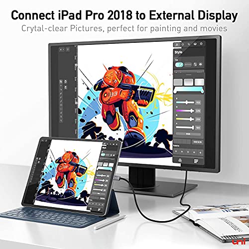 Câble uni USB C vers HDMI 4K [Tresse, alliage d'aluminium] Câble USB Type C vers HDMI (compatible Thunderbolt 3) compatible avec iPad Pro/Air, MacBook, Galaxy, Huawei P40 etc. - 1,8 m - EDV-Guru (Guru e.U.)
