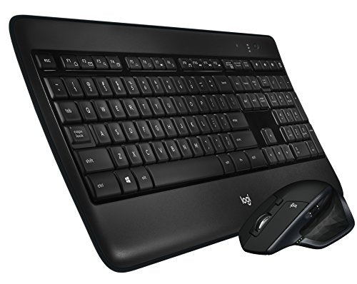 Set mouse-ul tastatură fără fir Logitech MX900 Premium, conexiune la 2,4 GHz prin receptor USB, mouse MX cu funcție de comutare ușoară, taste iluminate din spate, PC/laptop, aspect NL QWERTY - negru - EDV-Guru (Guru e.U.)