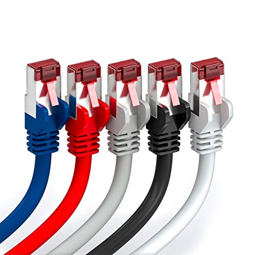 deleyCON 5x 2m CAT6 Yama Kablosu S/FTP PIMF Korumalı CAT-6 RJ45 Ağ Kablosu Ethernet Kablosu LAN DSL Anahtarı Yönlendirici Modem Erişim Noktası Patch Paneller - Çok Renkli - EDV-Guru (Guru e.U.)