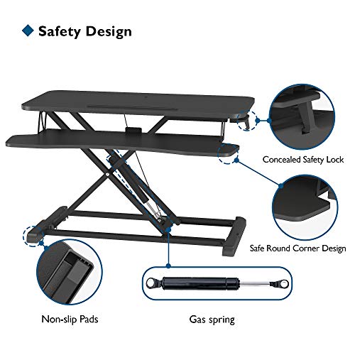 BONTEC Steh-Sitz Schreibtisch Steharbeitsplatz Stehpult Standtisch Ergonomische Höhenverstellbar für PC-Computerbildschirm, Laptop | 80x40cm Plattform mit Tastaturablage, 15 kg Kapazität - EDV-Guru (Guru e.U.)